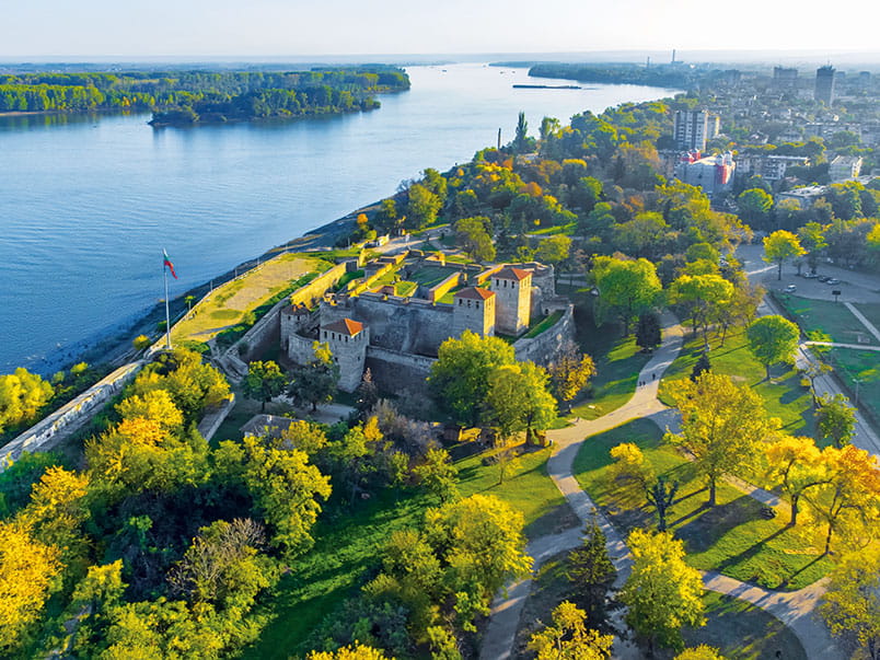 An aerial view over Baba Vida Fortress in Vidin, Bulgaria